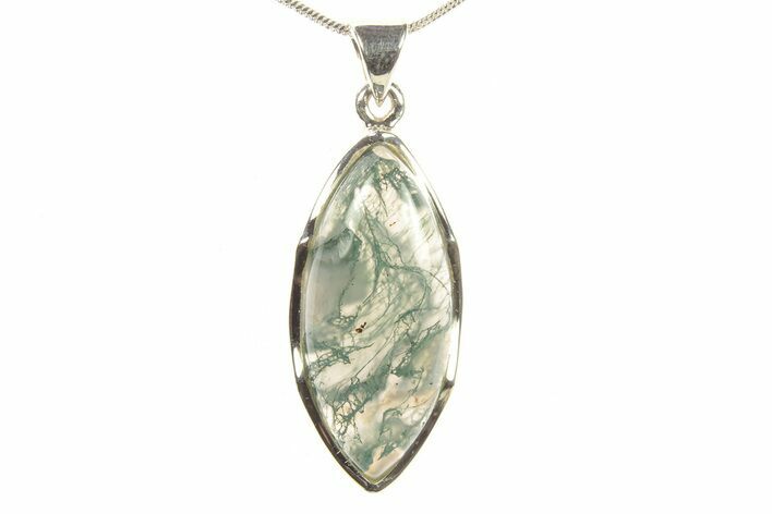 Polished Colorful Moss Agate Pendant - Sterling Silver #279607